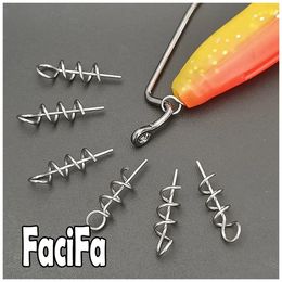 20 50 100 pcs Stainless Steel Spring Lock Fishing Pin Screw Crank Hook Twist Connector For Soft Lure Bait Tackle 240327
