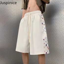 Men's Shorts Summer Cotton Floral Splicing Loose Casual High Street Personality Five-point Pants Men Bottom Male Sportswear