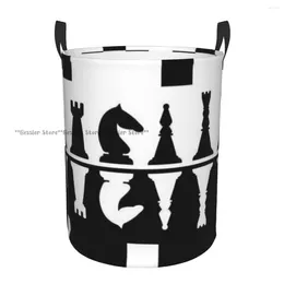 Laundry Bags Foldable Basket For Dirty Clothes Black And White Chess Pieces Storage Hamper Kids Baby Home Organiser