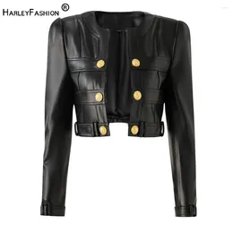 Women's Jackets Fall Spring MotorBike Style Handsome Women Short Plaid Open PU Leather Outdoor Fashion Jacket High Quality