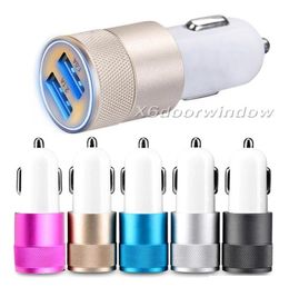 universal Metal Dual USB Car Charger 2 port led charging travel adapter for iphone samsung nokia5035835