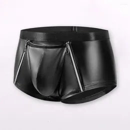 Men's Shorts Breathable Underwear Men Briefs Double Zipper Bulge Pouch Sexy Mid-rise For Clubwear Smooth