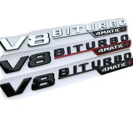 For Mercedes Benz AMG Flat Letters 1 pair V8 BITURBO 4MATIC Fender Emblems Badges V8BITURBO4MATIC Emblem Sticker7459219