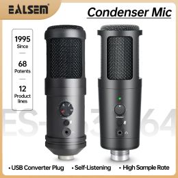 Microphones EALSEM 763 764 USB Microphone,Condenser Podcast Microphone with Plug&Play,OneClick Mute,for PC,Mac,PS4,Recording,Live,YouTube