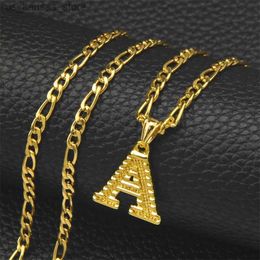 Pendant Necklaces Shamty A-Z Letter Pendant Necklace for Men and Girls UK Original Letter Chain Figaro Gold Jewelry A01240408