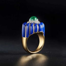 Cluster Rings Foydjet Retro Art Decoration Architectural Aesthetics Designer Jewellery Crown Modelling Design Simulation Womens Jade Ring240408