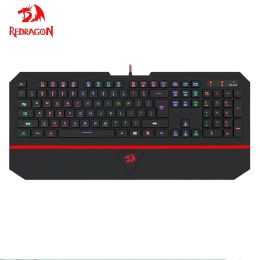 CPUs Relong Karura 2 K502 Usb Game Mask Silent Keyboard Rgb Led Backlit 104 Keys Cable Pc Game with Wrist Rest