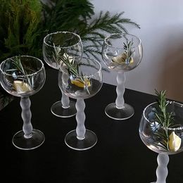 Wine Glass Cocktail Frosted Cup Wavy Handle Champagne Goblet Glasses Drinkware Kitchen Dining Bar Water Bottle 240408