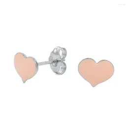 Stud Earrings SHINYGEM -Selling Fashion Sterling Silver Pink Peach Heart All-Match Jewellery Accessories Simple Style Cute Girl Gift