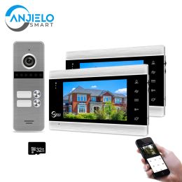 Intercom Anjielosmart Wired Video Door Intercom with Camera for 1/2 Families Apartment Wifi 1080p Doorbell with Buttons Video Citofono