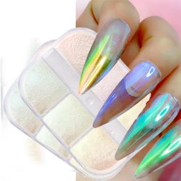 Glitter Metallic Nail Powder Aurora Shiny Pearl Mirror Dust Silver Gel Polish Moonlight Powders Fritillary Shell Pigment Nail Decoration