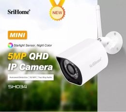 Cameras SriHome New Release SH034 5MP Mini 5G Wifi IP Camera Waterproof Video Surveillance Security Outdoor Color Night Vision CCTV Cam