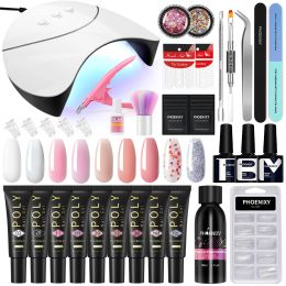 Trimmer 9pcs Poly Nail Gel Extension Kit with 36w Uv Led Lamp Nail Art Tools Nail Decoration Diy Design Professional Manicure Tools Kit