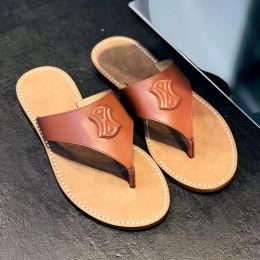2024 New Slippers Flip Flops Casual Womens Slide Mule Outdoor Summer Loafer Sandals Top Quality S Designer Flat Beach Pool Sliders Mans Leather Travel Beach Scuffs