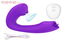 Clitoral Sucking Gspot Remote Control Vibrator Couple Dildo Tongue Licking Clitoris Stimulator 10 Modes Adult Sex for Women Q05253364530