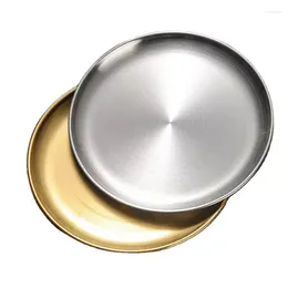 Storage Boxes Stainless Steel Round Tray Serving Dishes Plates For Camping Barbecue And Baking 30cm