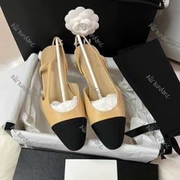 Designer channle Shoe Summer Patchwork Shallow Sandals Womens Classics Shoes Mixed Colour Chunky Single Shoes Ballet Flats Shoes Genuine Leather Slingback Sandals