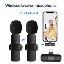 Microphones K9 Mini Lavalier Microphone Portable Audio Video Recording Mini Lapel Mic Wireless Microfone for IPhone TypeC ipad Game Phone 240410