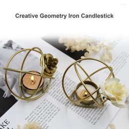 Candle Holders European Style Candlestick Elegant Iron Art Decoration For Wedding Party Geometric Hollow Ball Holder With 3d