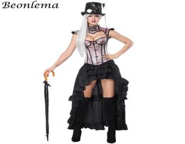 Beonlema Women Cosplay Corset Jacket Blue Buckle Corset Kawaii Pink Bustiers Sexy Bra Black Long Elastic Skirt Overbust Tops1886504