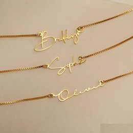 Pendant Necklaces Personalised Gold Name Necklace With Box Chain Custom Handmade Jewellery Birthday Gift For Her Mom Drop Delivery Dhvoa