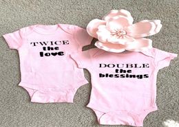 Twin Boys Girls Outfit Twins Baby Gift Ideas Born Shower Summer Short Sleeve Bodysuits Casual Ropa Rompers7253717