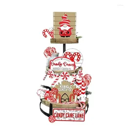 Party Decoration Christmas Tiered Tray Decorations Set 17pcs Rustic Farmhouse Vintage Gnome Wooden Signs