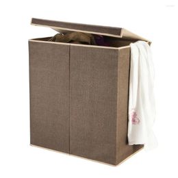 Laundry Bags Hamper With Magnetic Lid Brown Bag Washing Bin Organiser