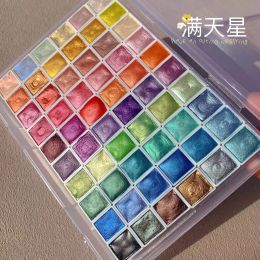 Glitter 60 Color Nail Art Pigment Set Mold Painting Watercolor Pearl Charming Marble Stone Glitter Powder Marbling Shimmer Solid