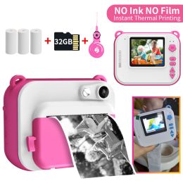 Adaptors Children Instant Print Camera with Thermal Printing Paper Instant Print Camera for Kids 1080p Video Photo Camera Christmas Toys