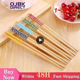 Chopsticks 1-5PCS Natural Bamboo Reusable Traditional Handmade Chinese Classic Wooden Sushi Kitchen Tool 24cm Pot