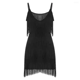 Casual Dresses Summer Fringe Dress Women Deep V Neck Sexy Bodycon Tassel Backless Club Party Prom Strap Mini 2024