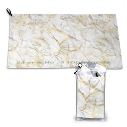 Towel White And Gold Marble Quick Dry Gym Sports Bath Portable Marbling Style Surface Abstract For Her