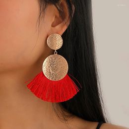 Dangle Earrings Bohemian Exaggeration For Women Personality Metal Handmade Fan-shaped Tassels Jewellery Geometry Accessories