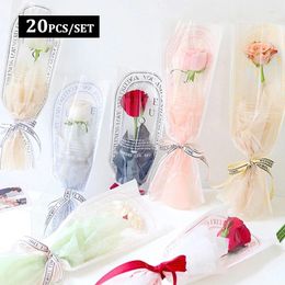 Gift Wrap 20Pcs/pack Single Flower Wrapping Paper Bouquet Packaging Bag Arrangement Clear Cellophane Floral Wrappers