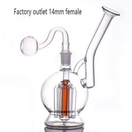 1pcs Glass Bongs Oil Burner Stereo Matrix Perc Hookahs Honeycomb Dab Rig Water Pipes 14mm Fab Egg Recycler Smoking Shisha with Male Glass Oil Burner Pipe