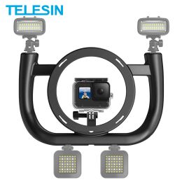 Cameras TELESIN Underwater Handheld Removable Stabiliser With Cold Shoe 1/4 Thread for GoPro Hero 5 6 7 8 9 10 DJI Osmo Action Dome Port