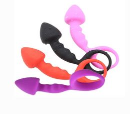 Massage Items 4 Colours Silicone Anal Beads Plug Vagina Massage Anal Balls Butt Plug Sex Toys for Woman Men for Beginner Sex Erotic9715328