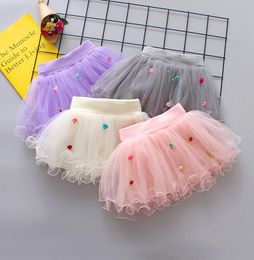 4 Colors Summer Flowers Gauze skirt for Kids Children Short Party Dance Skirt Baby Girls TUTU Skirts Princess Party Costumes9276659