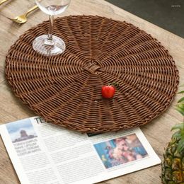 Table Mats Placemats Coasters Heat-resistant PVC Simulation Rattan Round Anti-fouling Non-slip Household Tablew