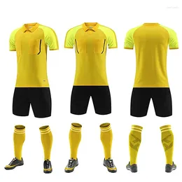 Running Sets Men's Football Referee Jersey With Front Pockets Short Sleeve Quick Dry Breathable Team Match Training Soccer Uniform