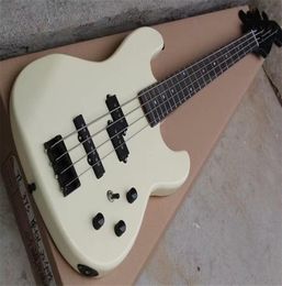 4 Strings Milkwhite Body Electric Bass Guitar with Black HardwareSkull pattern on the neck plateCan be customized8172644