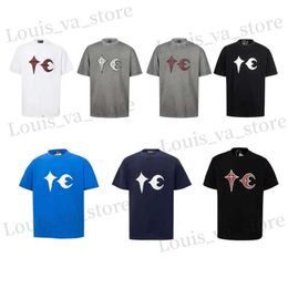 Men's T-Shirts Multicolour THUG CLUB Leather Embroidery Short Slve Loose Summer Mens Womens Tops T T240408