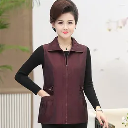 Women's Vests Women 2024 Spring Autumn Korean Vintage Solid Zipper Fashion Casual Ladies Loose Waistcoat Coats Tops X40