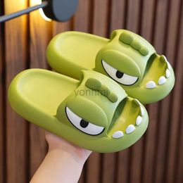 Slipper Comwarm Dinosaur Slippers Kids 3-15 Year Boys Girls Home Shoes Summer Cartoon Bathroom Anti slip Slippers Teenager House Sandals 240408