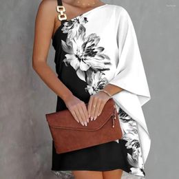 Casual Dresses Summer 2024 European And N Women's Print Sexy Slanting Neck Strapless Dress