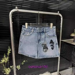 Luxury Jeans Shorts Designer feminine soft for sale highend quality front and rear flocked classic cross design shorts have very Have Original Logo