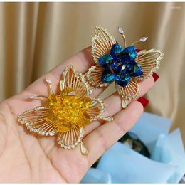 Brooches Japanese And Korean High-end Light Luxury Hollow Butterfly Austrian Crystal Corsage Anti-walking Brooch Fashion Versatile