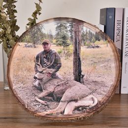 Custom Wood Po Printing Natural Annual Rings Round Logs Home Decor Wood Chips Plaques Craft Desktop Decor Memorial Gifts 240325