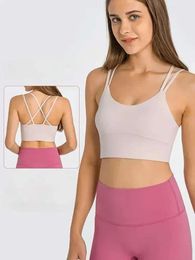 2024 Lu Lu Yoga Bra Women Sports Bras Naked-feel Sexy Cross Fiess Bra Running Workout Vest Top Padded Push Up Athleti Crop Underwear Lemon Ves s